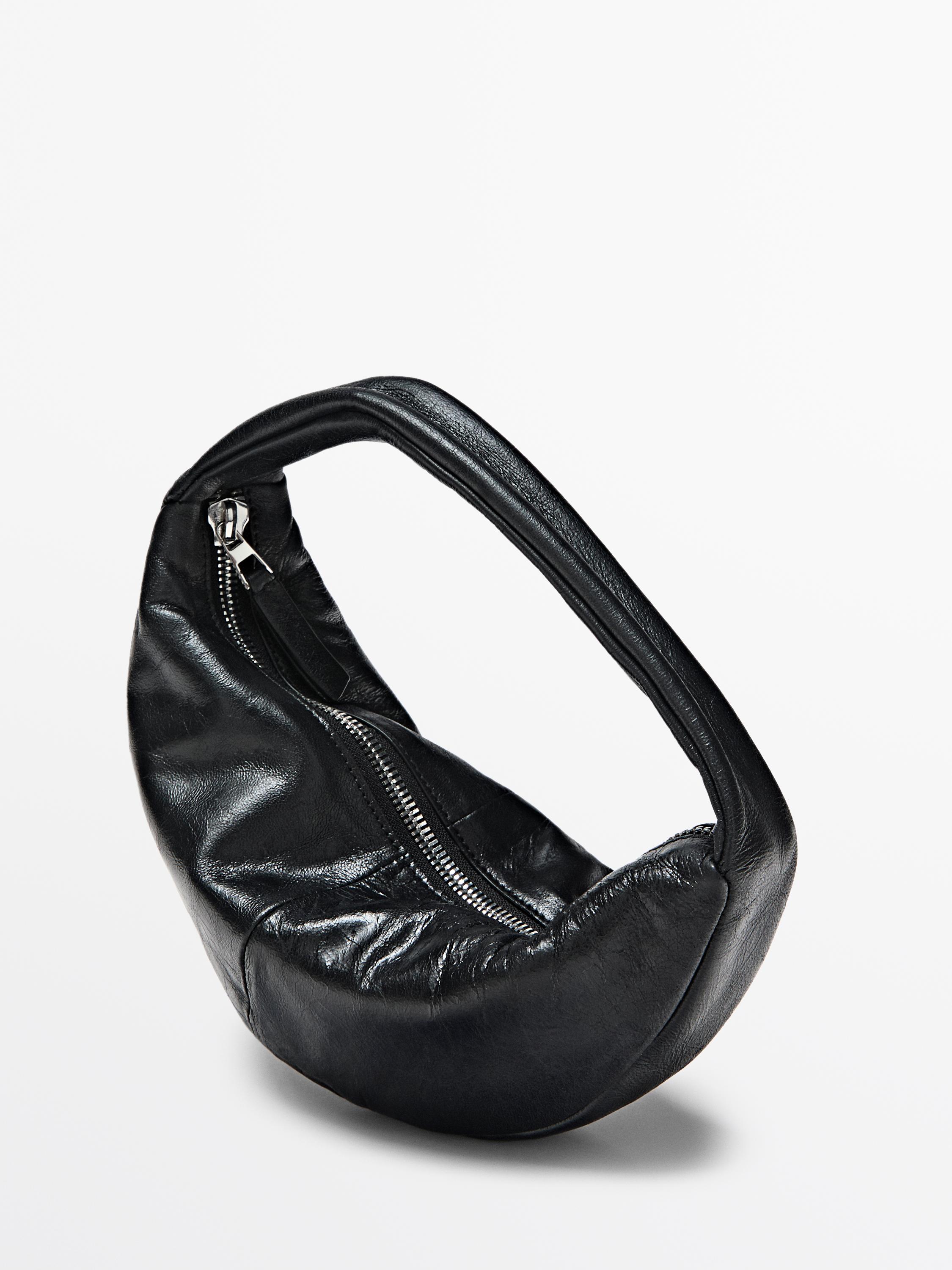Mini nappa leather half-moon bag